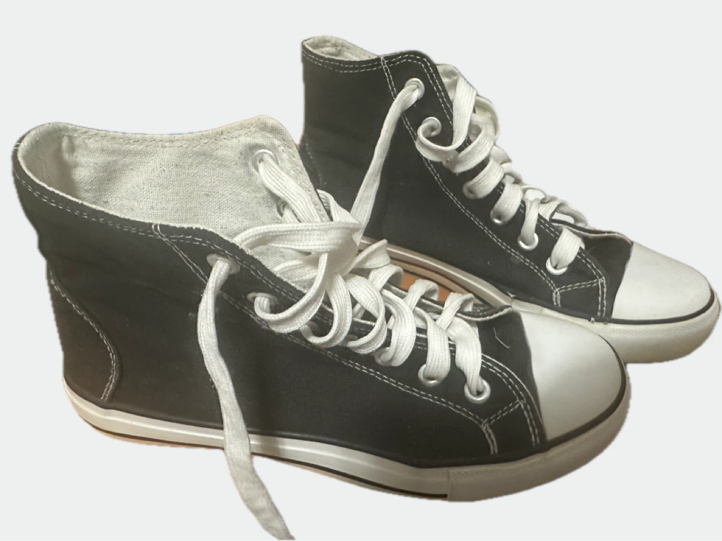 Black High-Top Canvas Sneakers (read description)