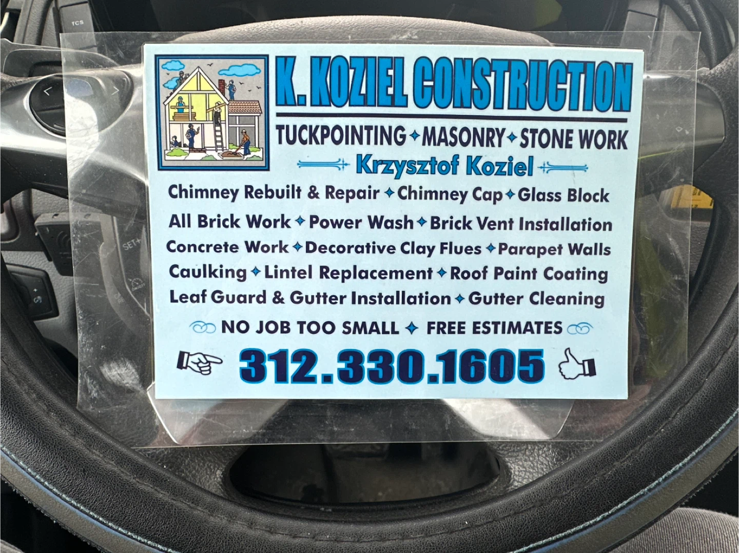 K. Koziel Construction Business Card
