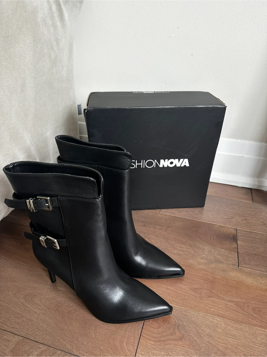 Fashion Nova Black Ankle Boots with Buckles - photo 2