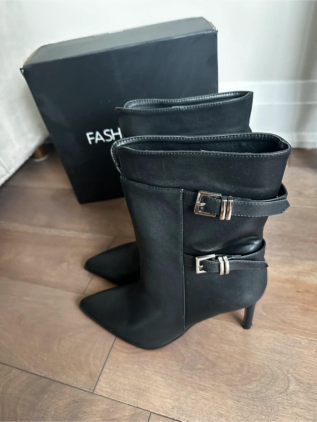Fashion Nova Black Ankle Boots with Buckles - photo 5