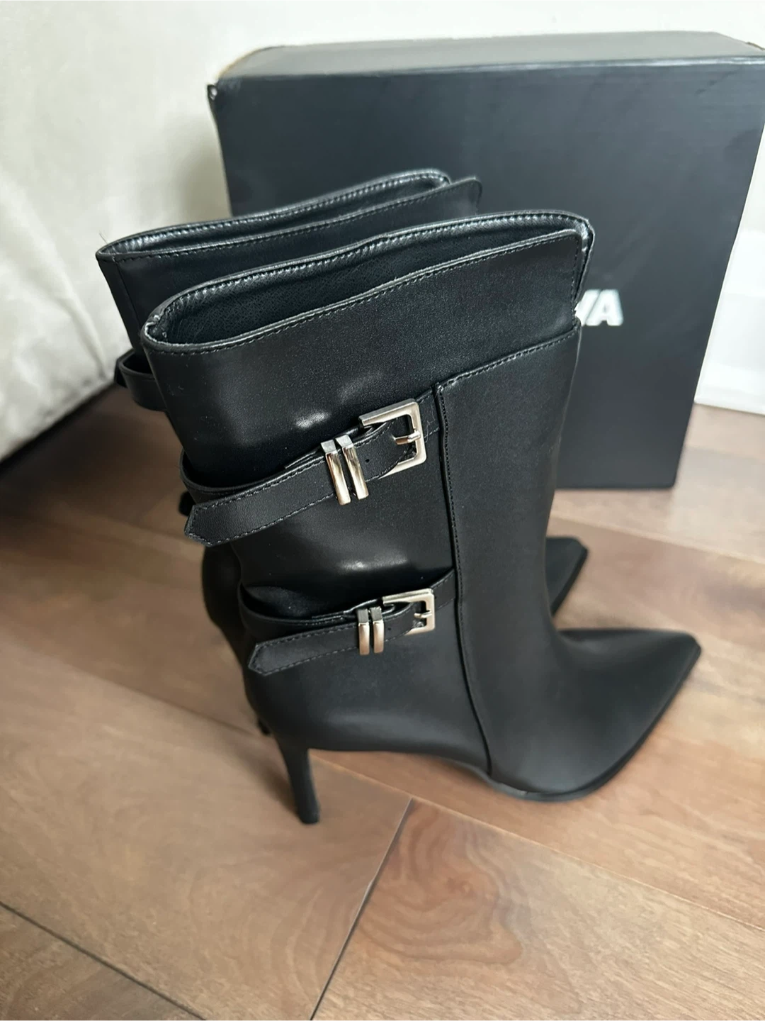 Fashion Nova Black Ankle Boots with Buckles - photo 3