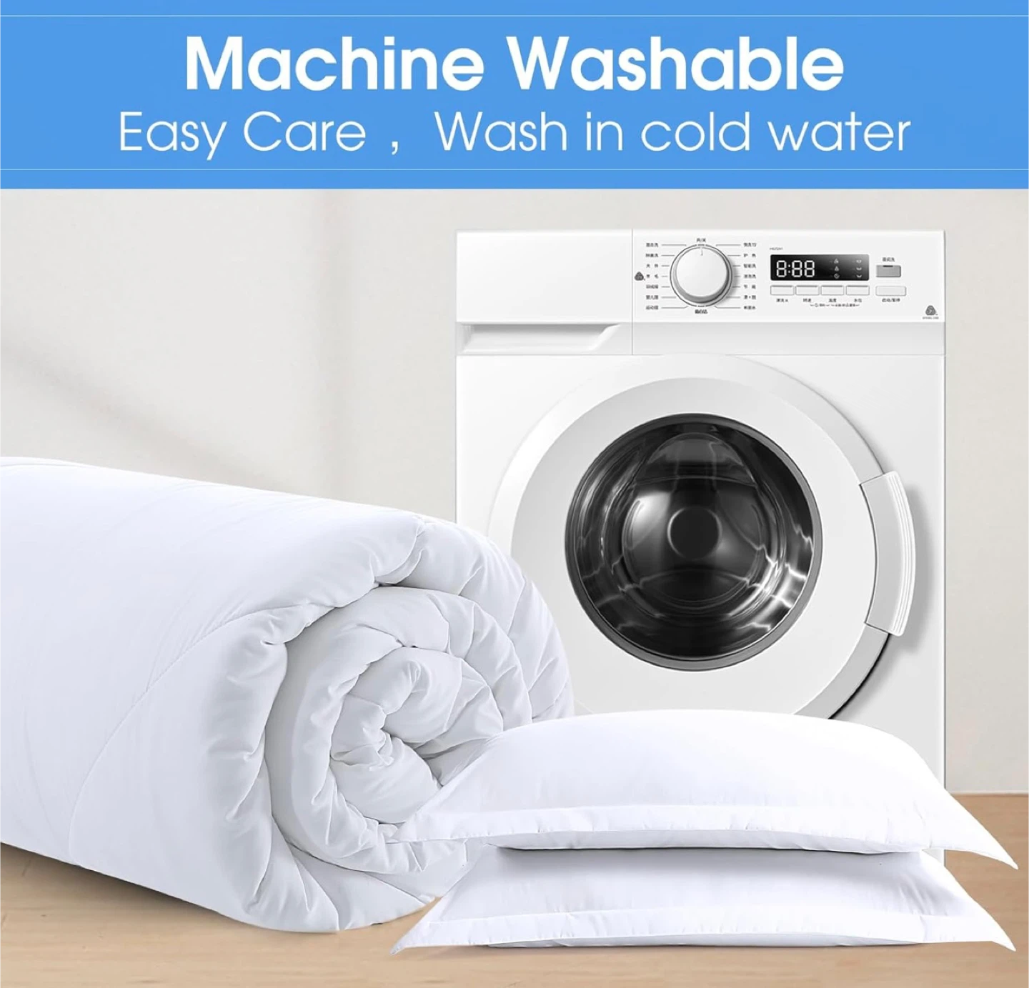 White Machine Washable Comforter Set - photo 2