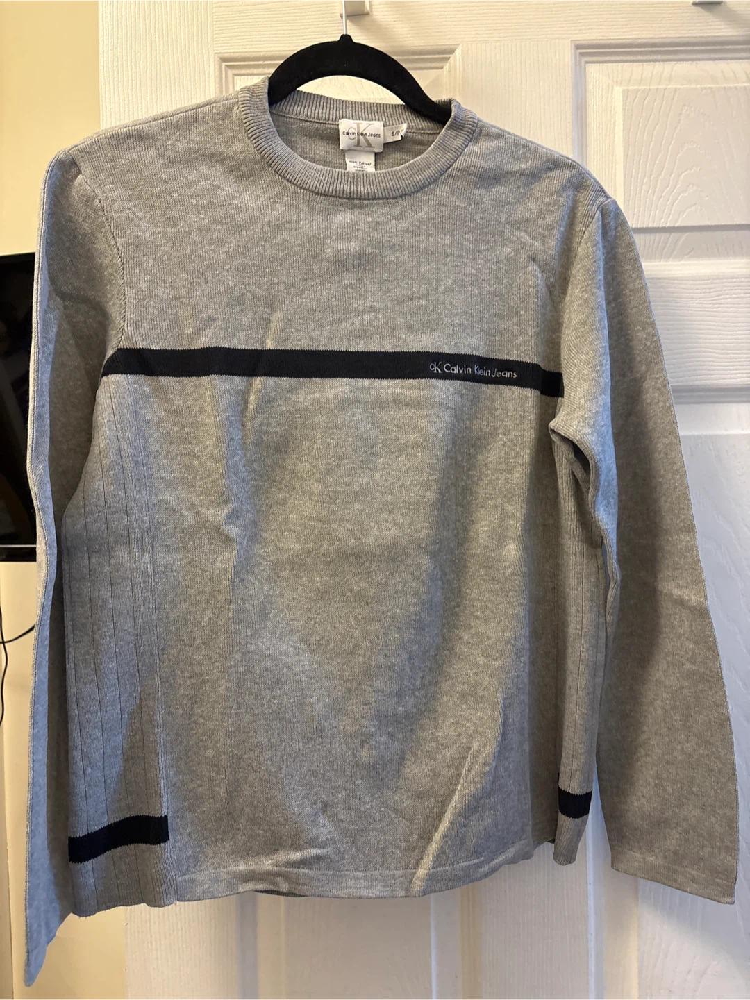 Calvin Klein Jeans Gray Cotton Crew Neck Sweater