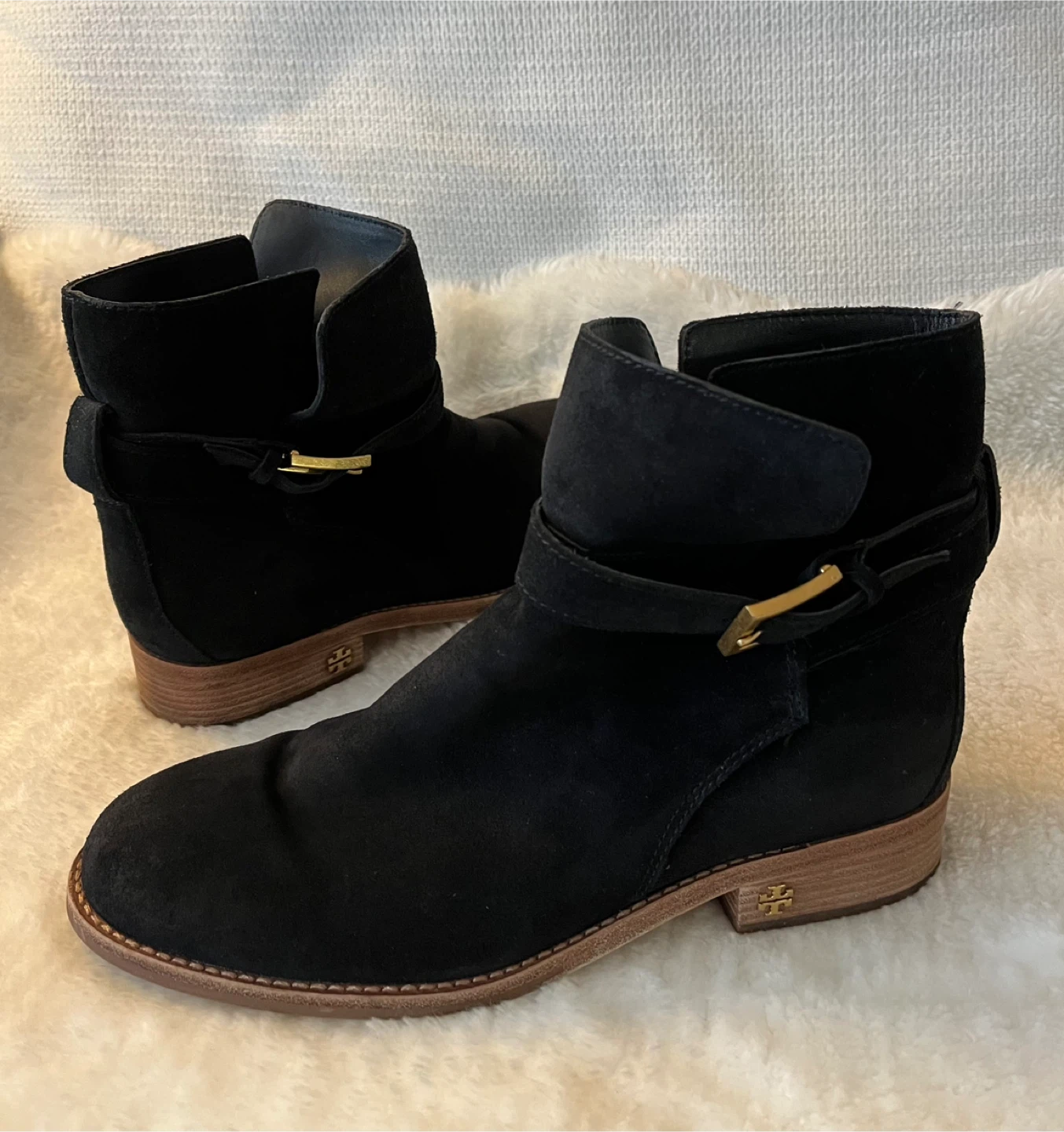 Tory Burch Black Suede Ankle Boots