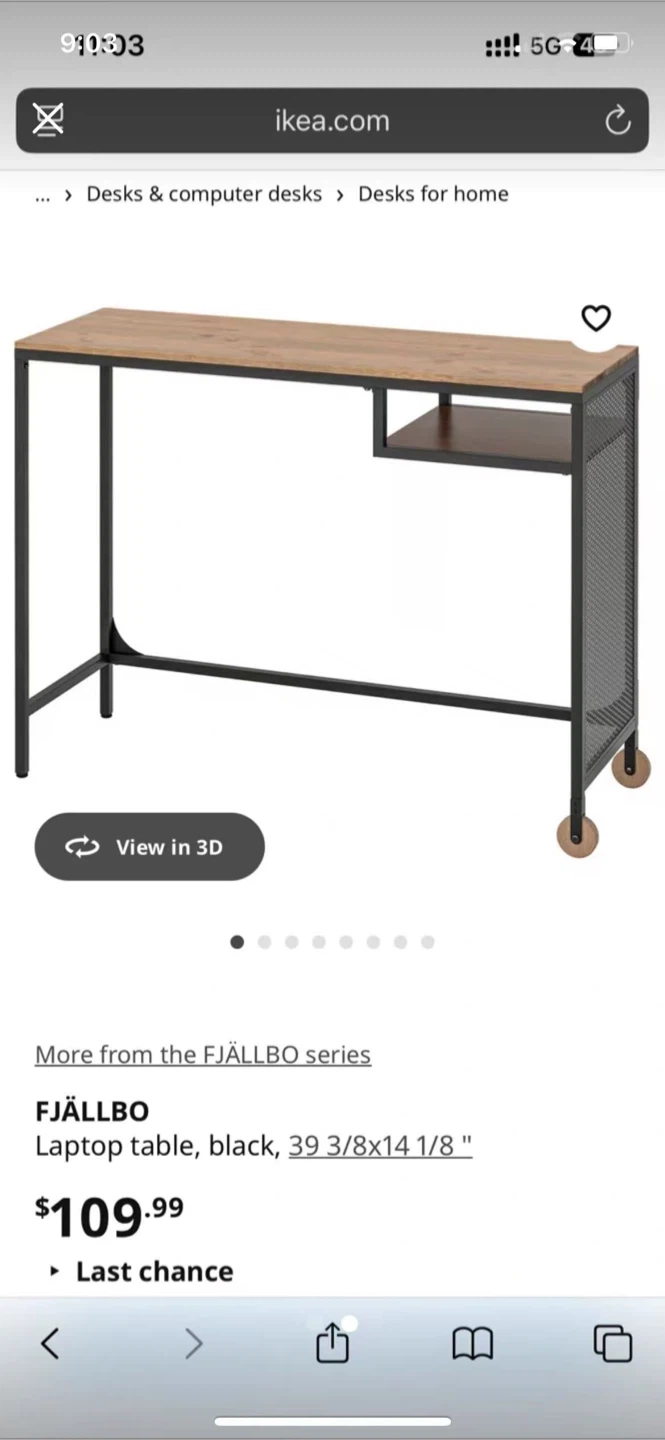 IKEA FJÄLLBO Laptop Table, Black