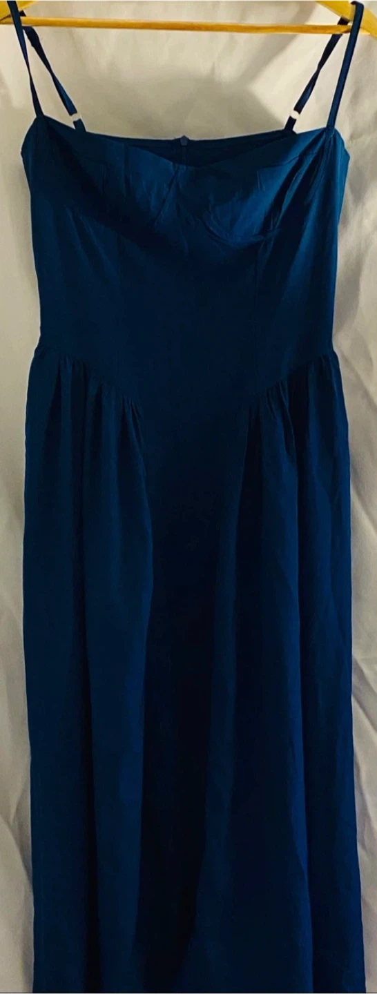 Blue Strapless Sweetheart Neckline Midi Dress - photo 4