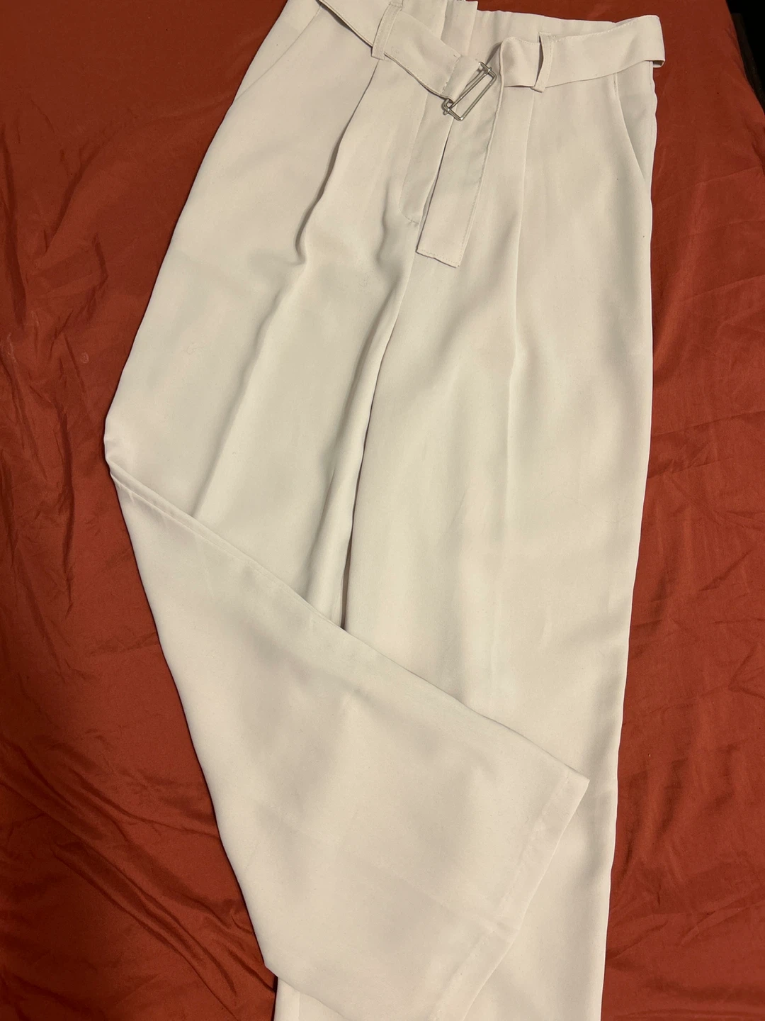 Light Beige Belted Wide-Leg Pants - photo 2