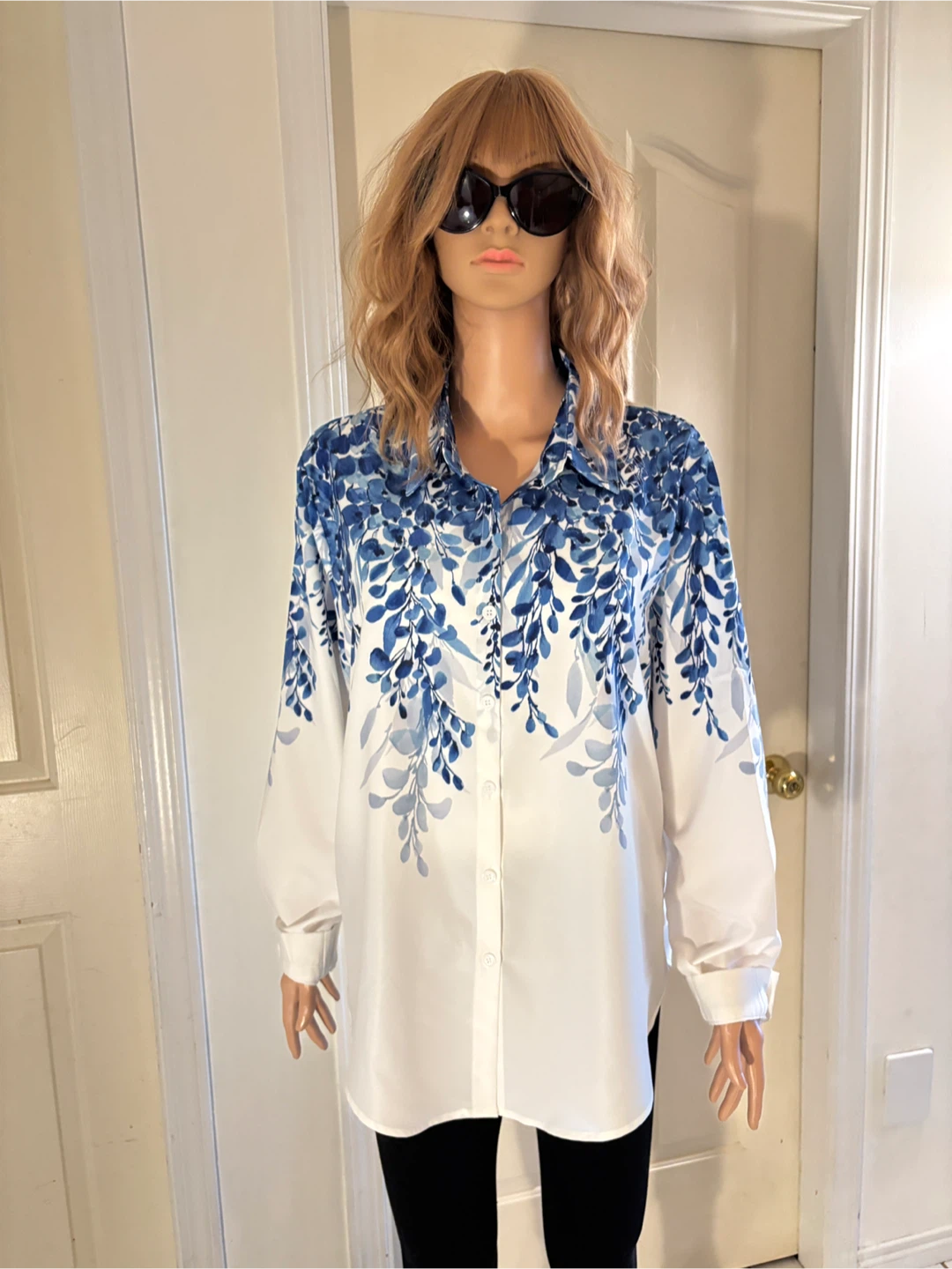 💙 🤍 Women’s NEW White & Blue Long Sleeve Top - Size XXL - photo 5
