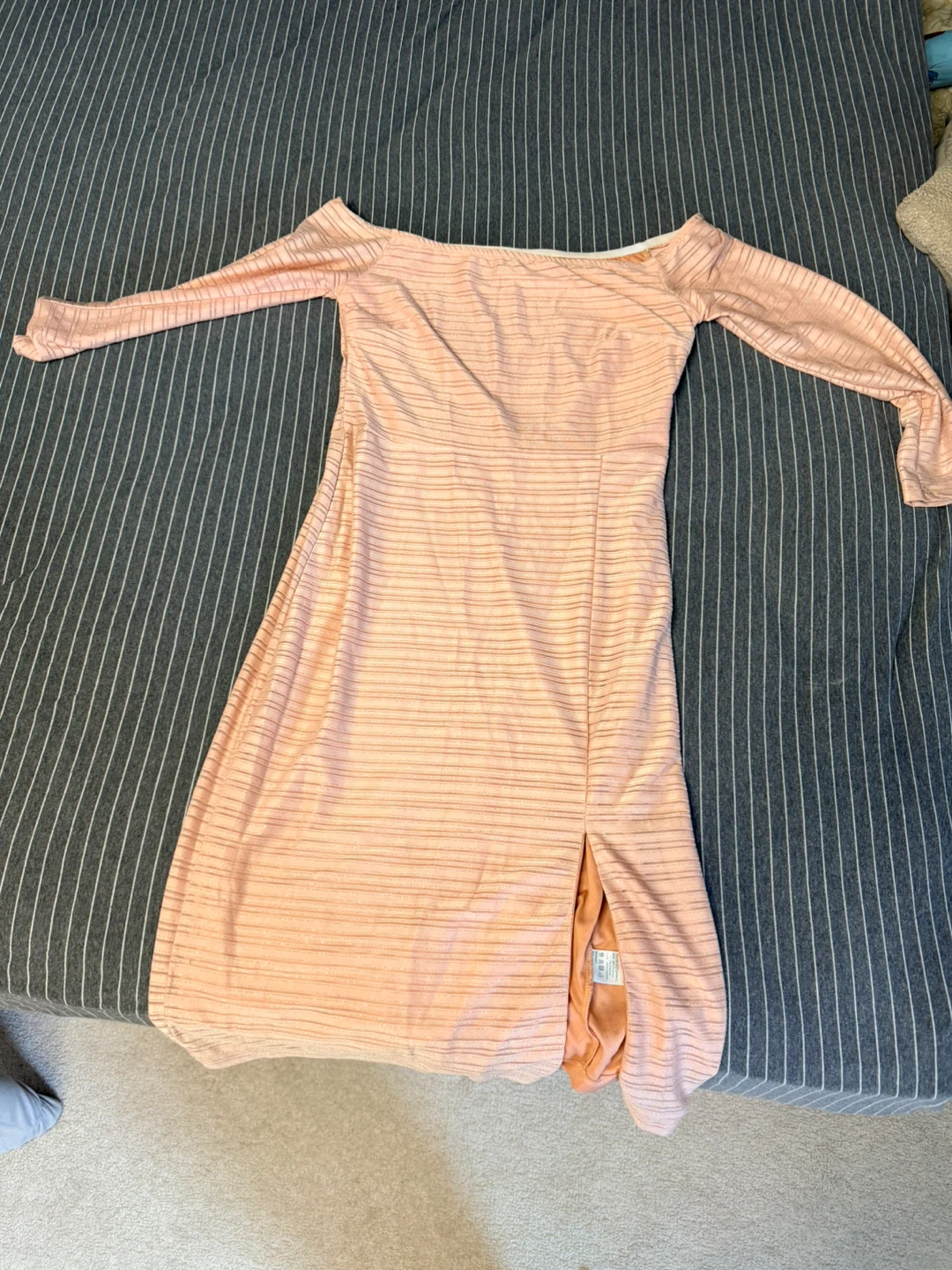 Kazo Women's Pink Striped Off-the-Shoulder Dress - Size S
