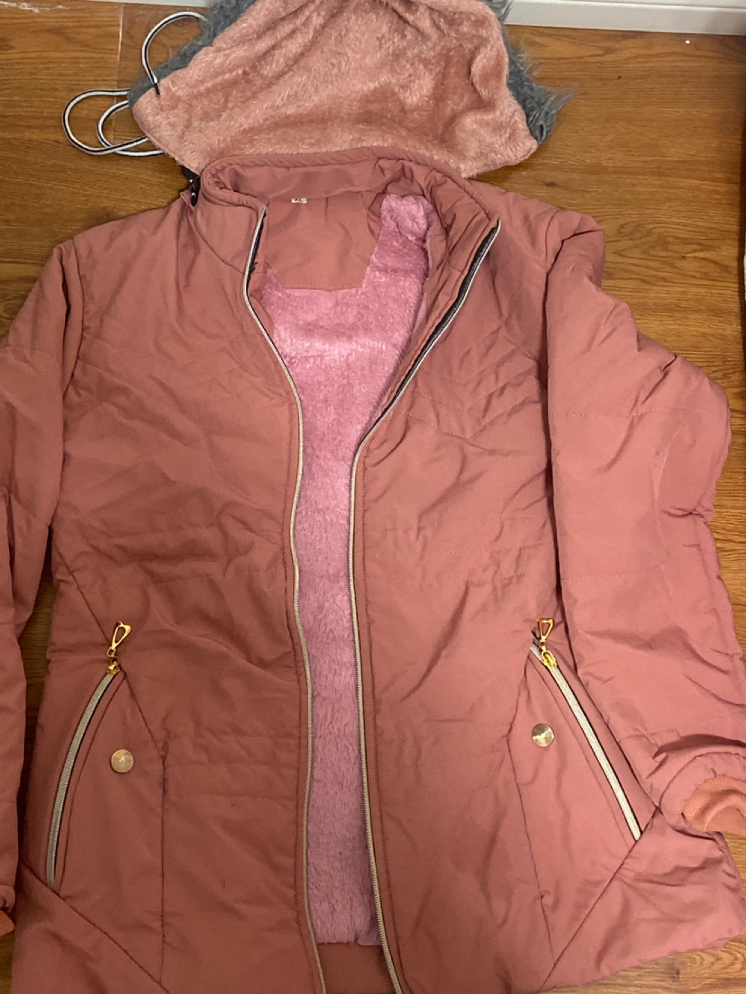 Pink Faux Fur Lined Hooded Jacket