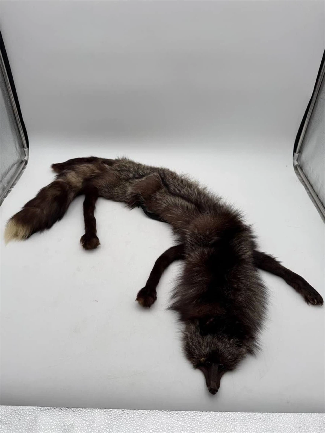 Vintage Silver Fox Fur Stole Scarf
