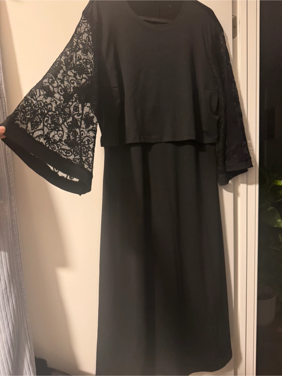Black Lace Sleeve Dress