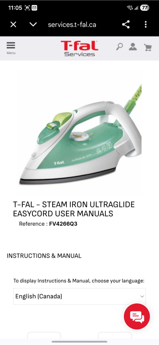 T-FAL - STEAM IRON ULTRAGLIDE EASYCORD USER MANUALS