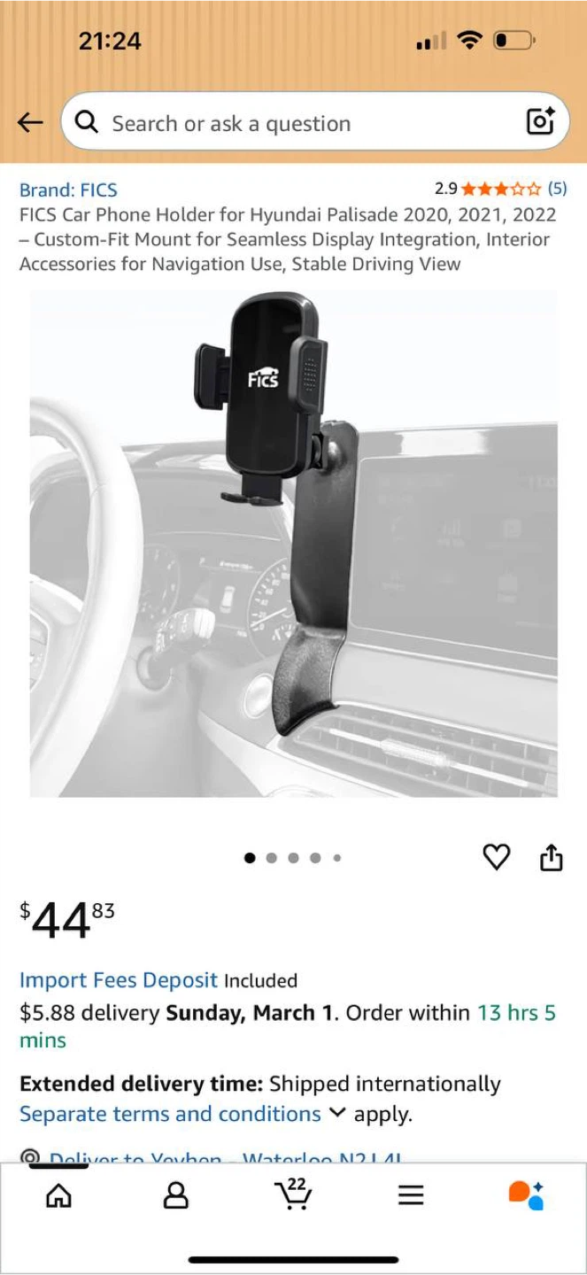 FICS Car Phone Holder Mount for Hyundai Palisade 2020–2022
