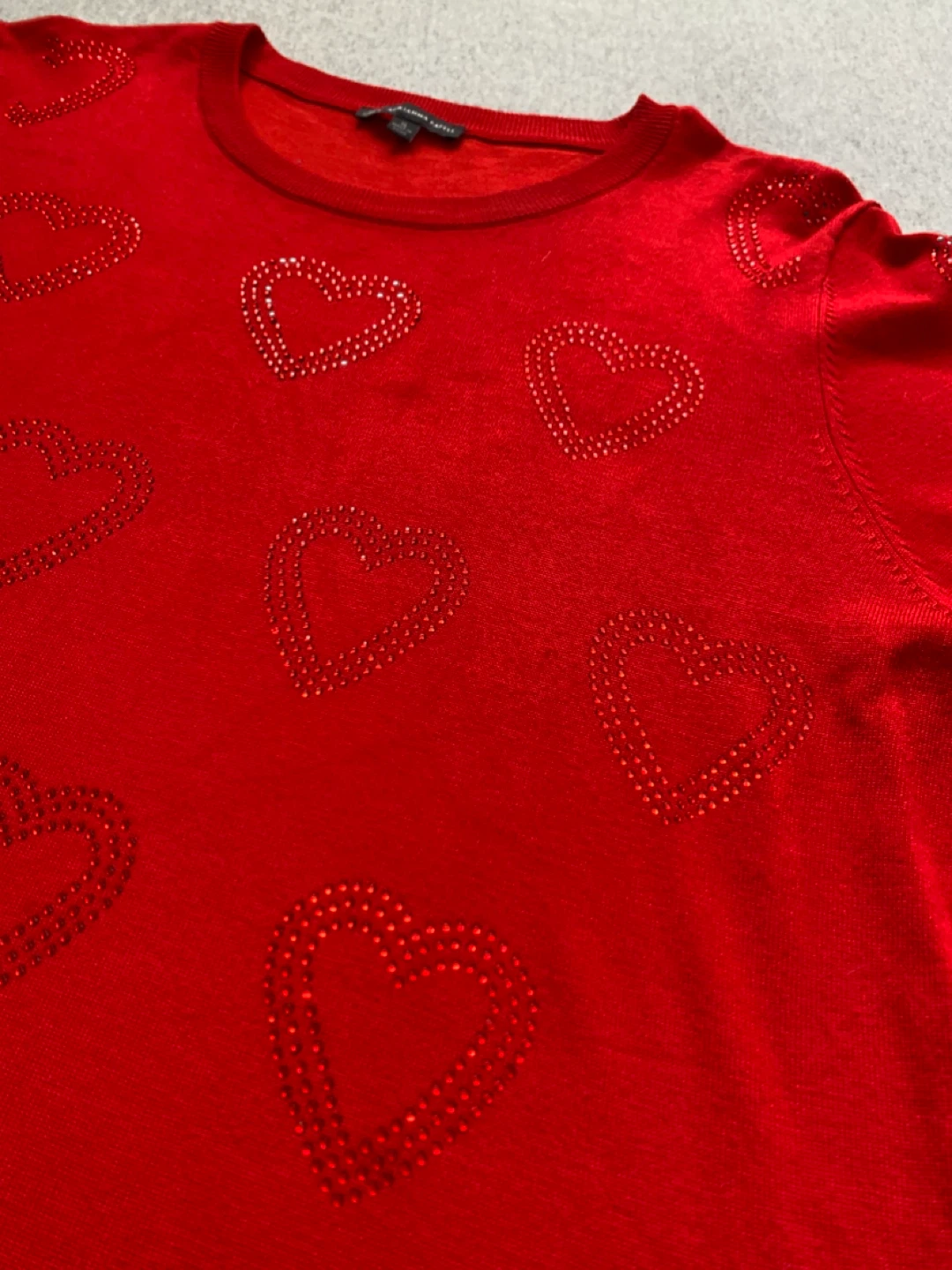 Adrianna Papell Red Heart Embellished Sweater XL - photo 2