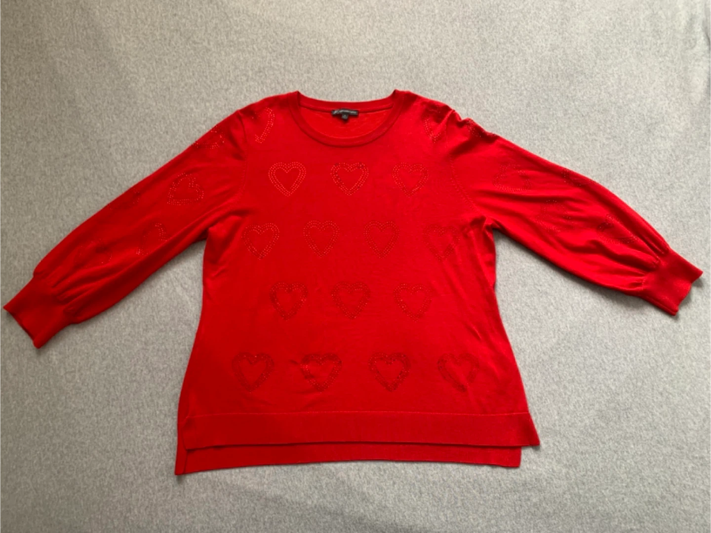 Adrianna Papell Red Heart Embellished Sweater XL