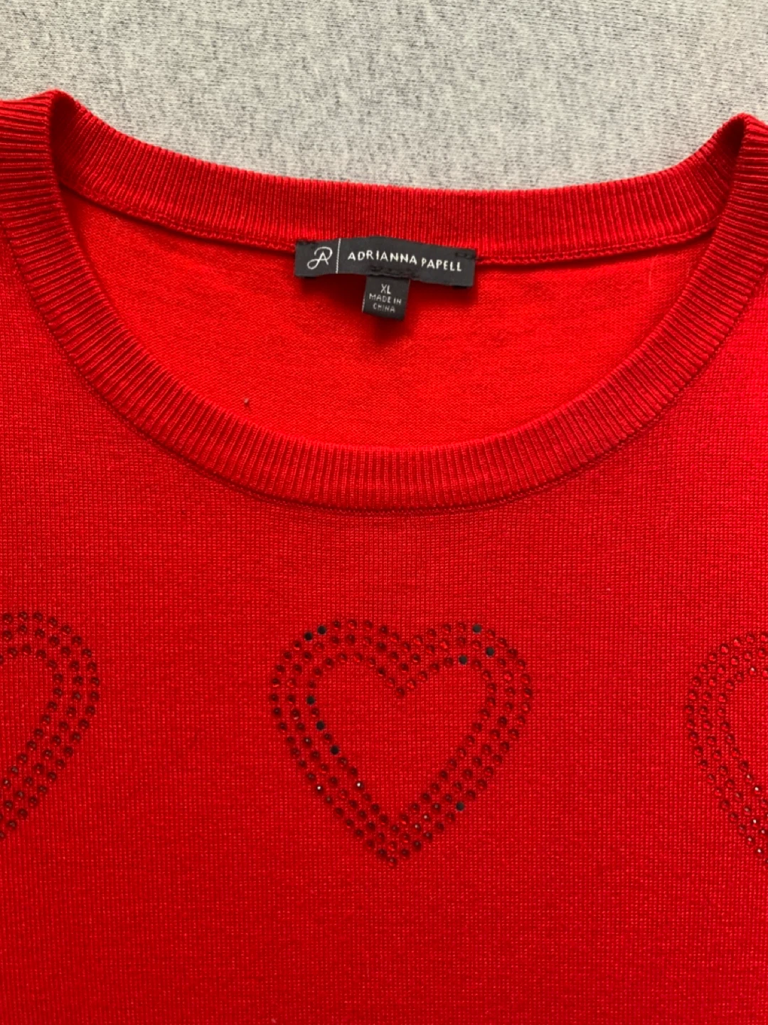 Adrianna Papell Red Heart Embellished Sweater XL - photo 4