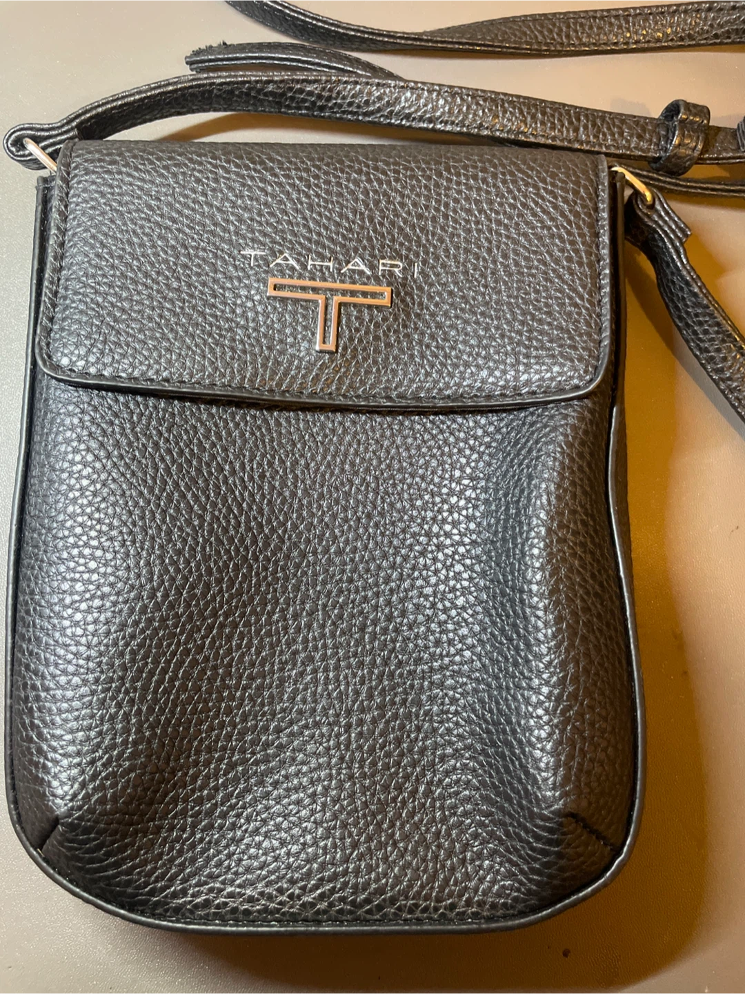 Tahari Black Leather Crossbody Bag