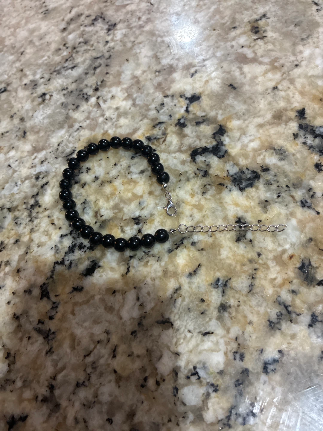 Black Beaded Bracelet with Silver Clasp - photo 2