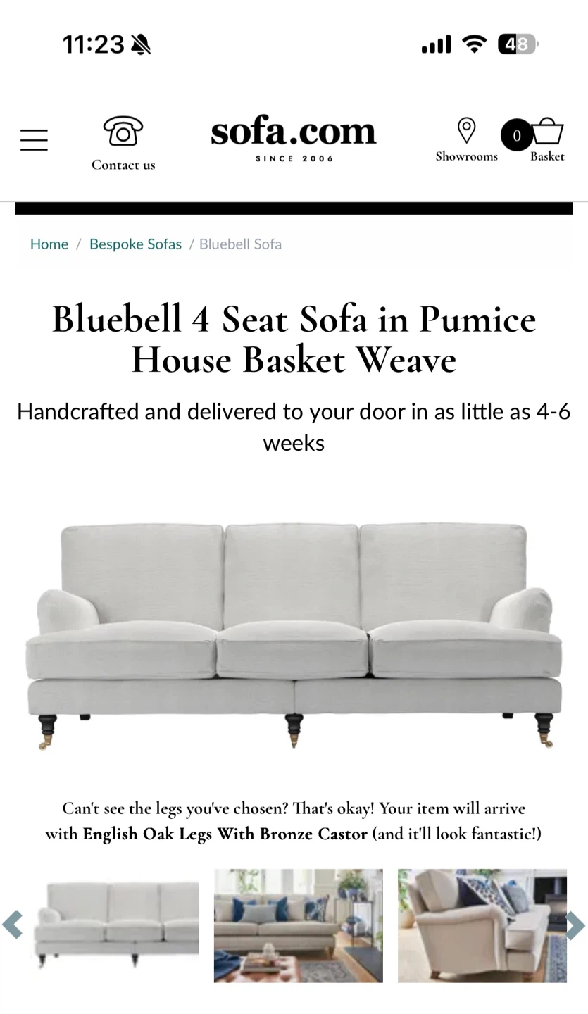 Sofa.com Bluebell 4 Seat Sofa in Pumice House Basket Weave - photo 2