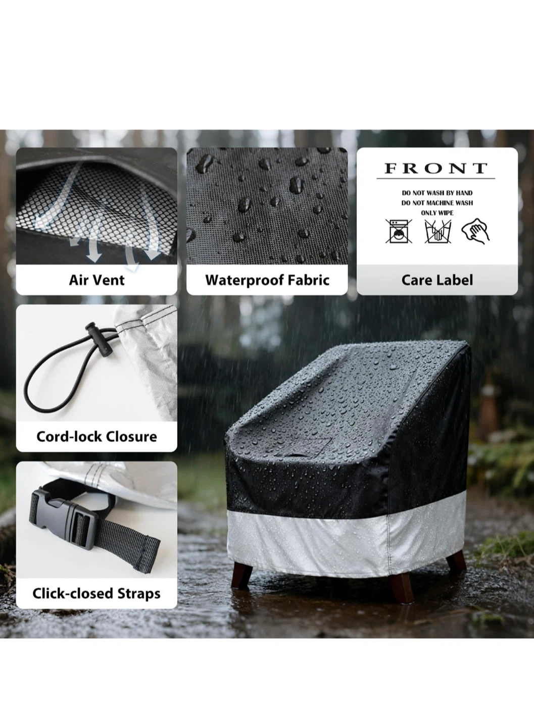 Set of 2 Outdoor Chair Cover - Waterproof & Durable - photo 3