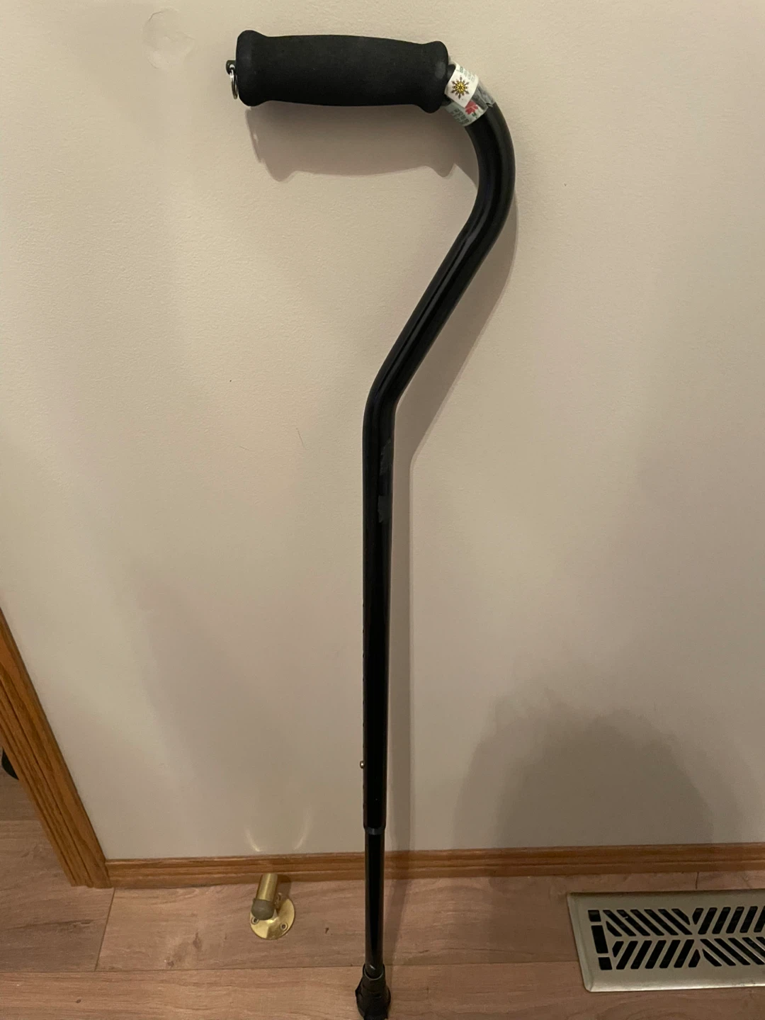 Black Adjustable Walking Cane with Padded Handle