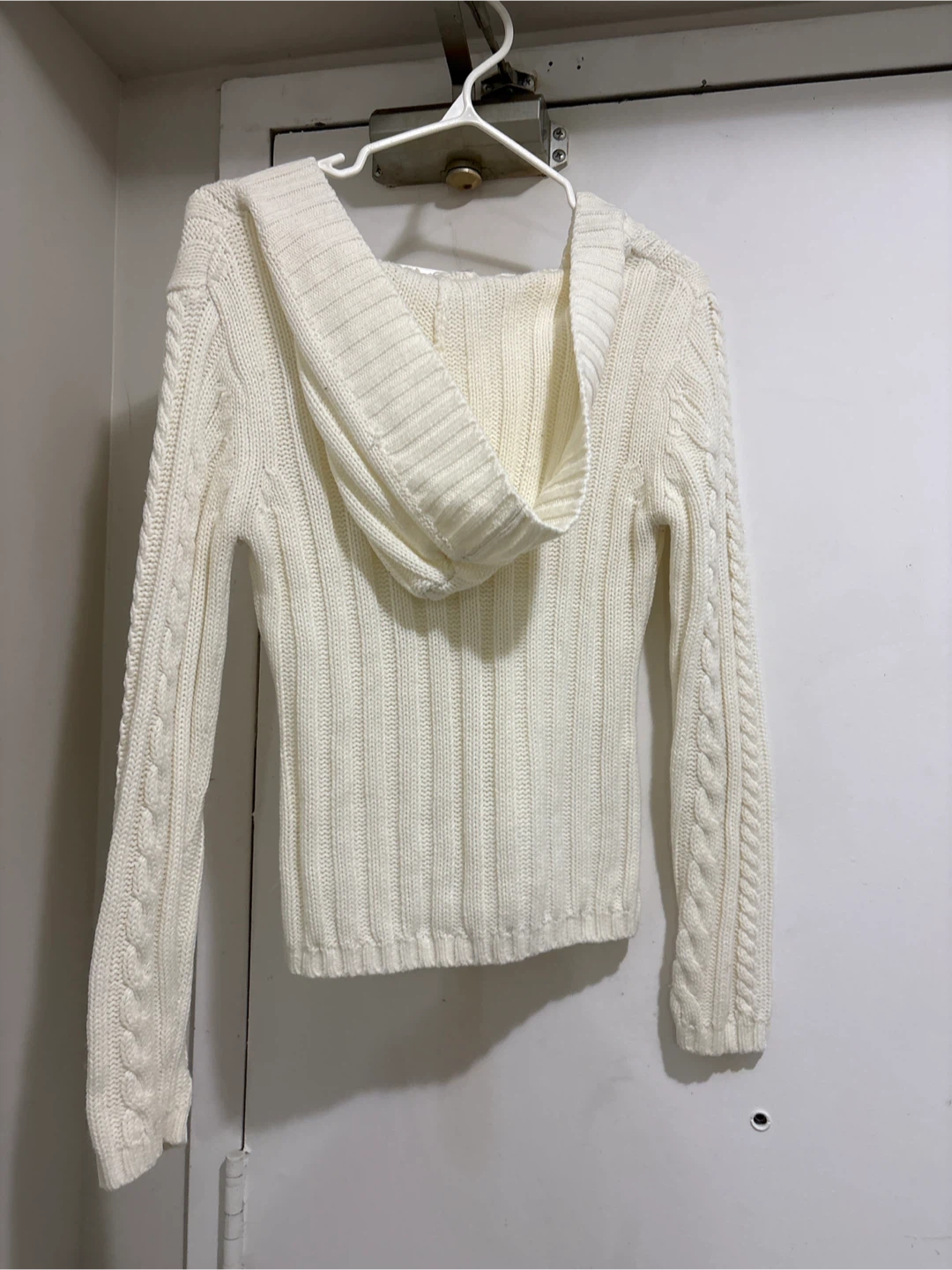 Cream Cable Knit Hoodie Sweater - photo 2