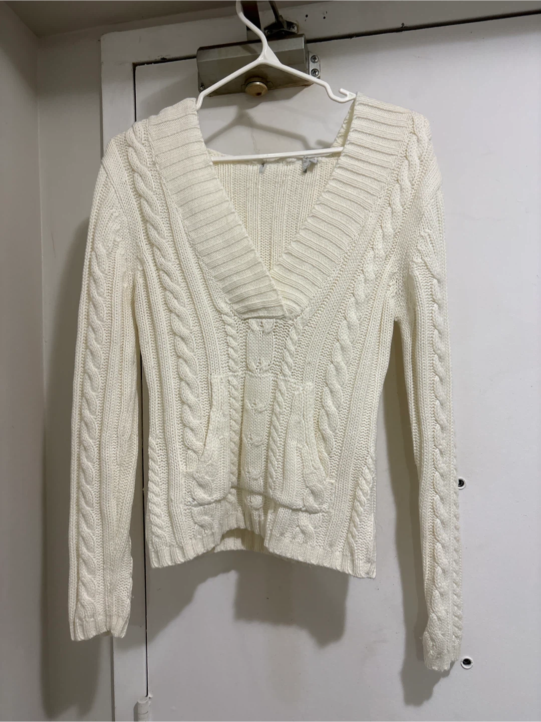 Cream Cable Knit Hoodie Sweater