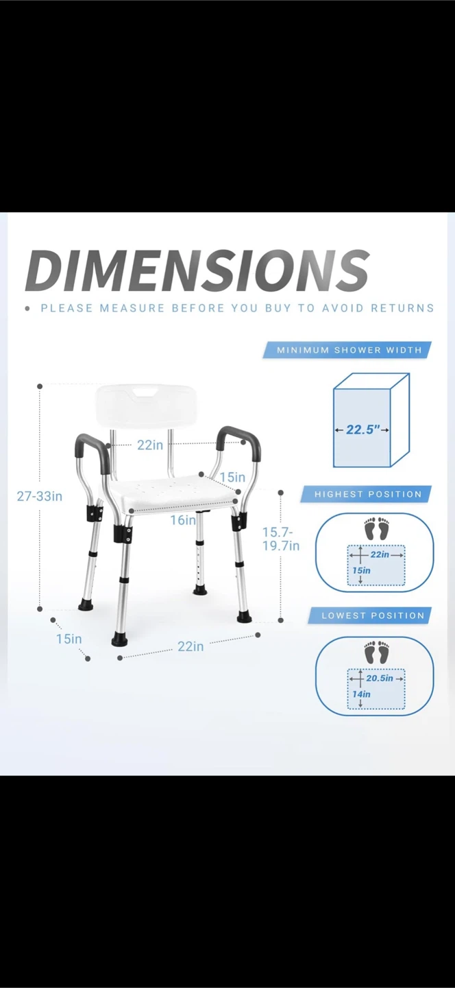 Adjustable Bath and Shower Chair - photo 2