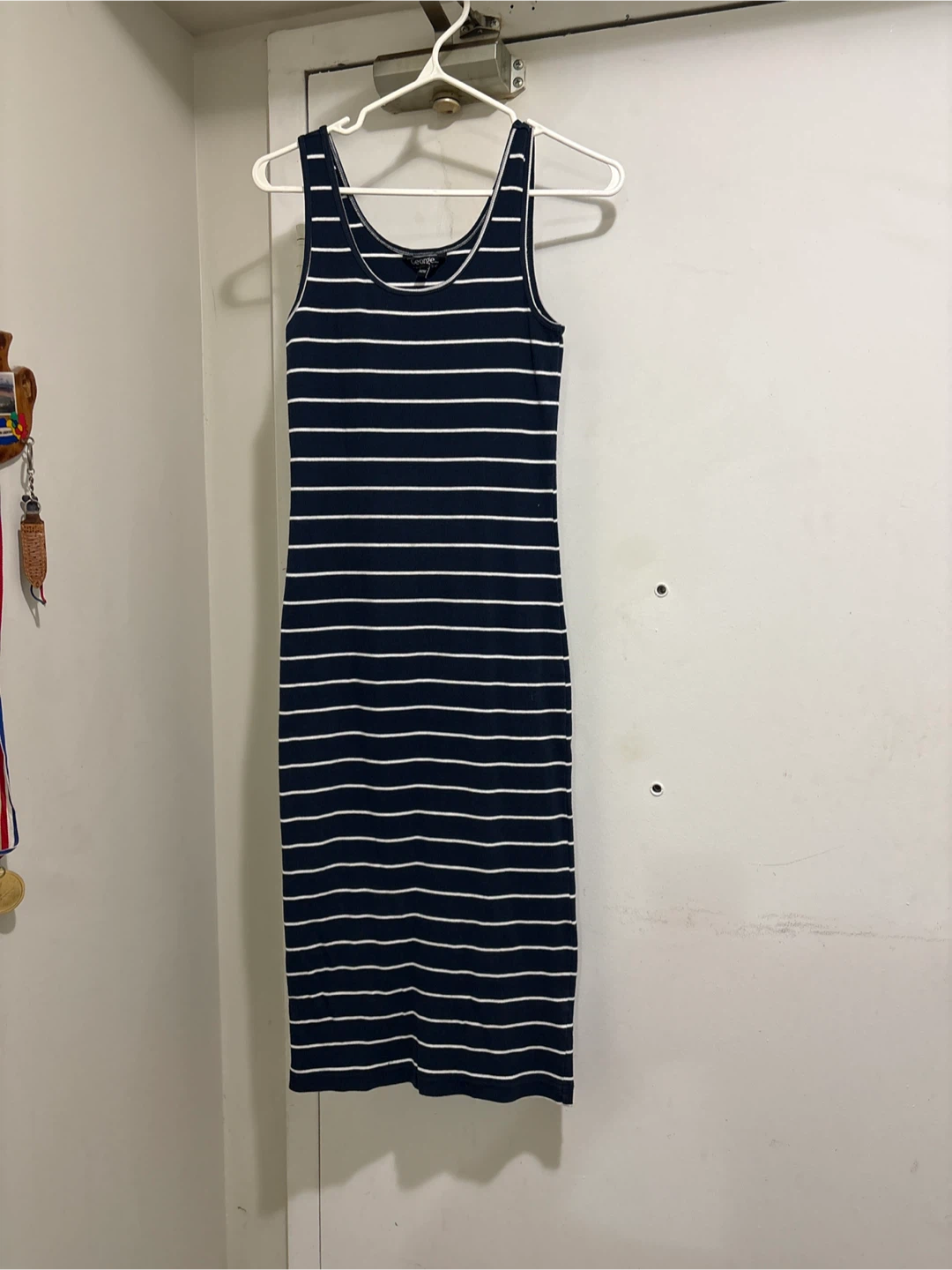 George Navy and White Striped Tank Dress - Size Medium