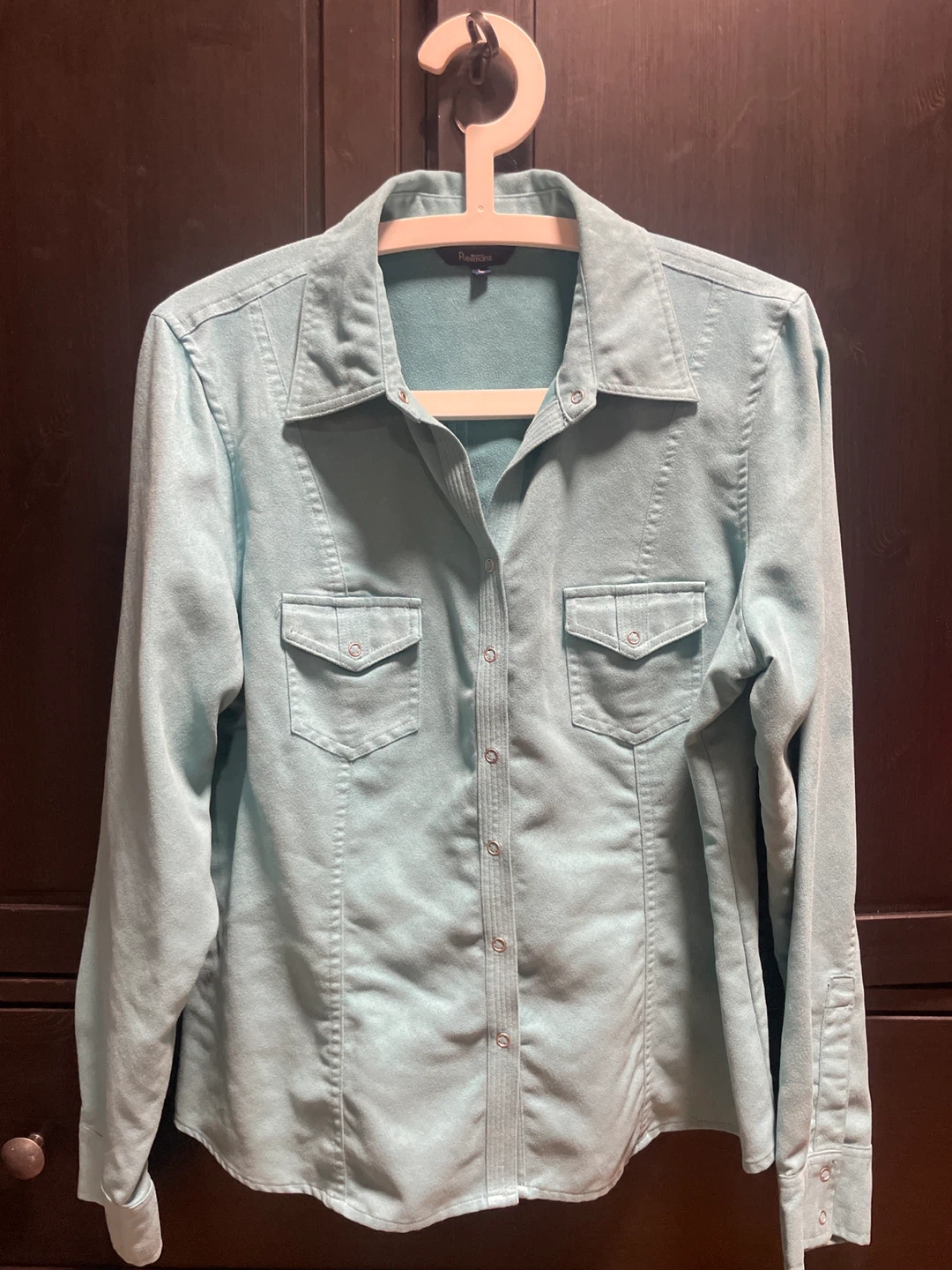 Reitmans Teal Long Sleeve Button-Up Shirt
