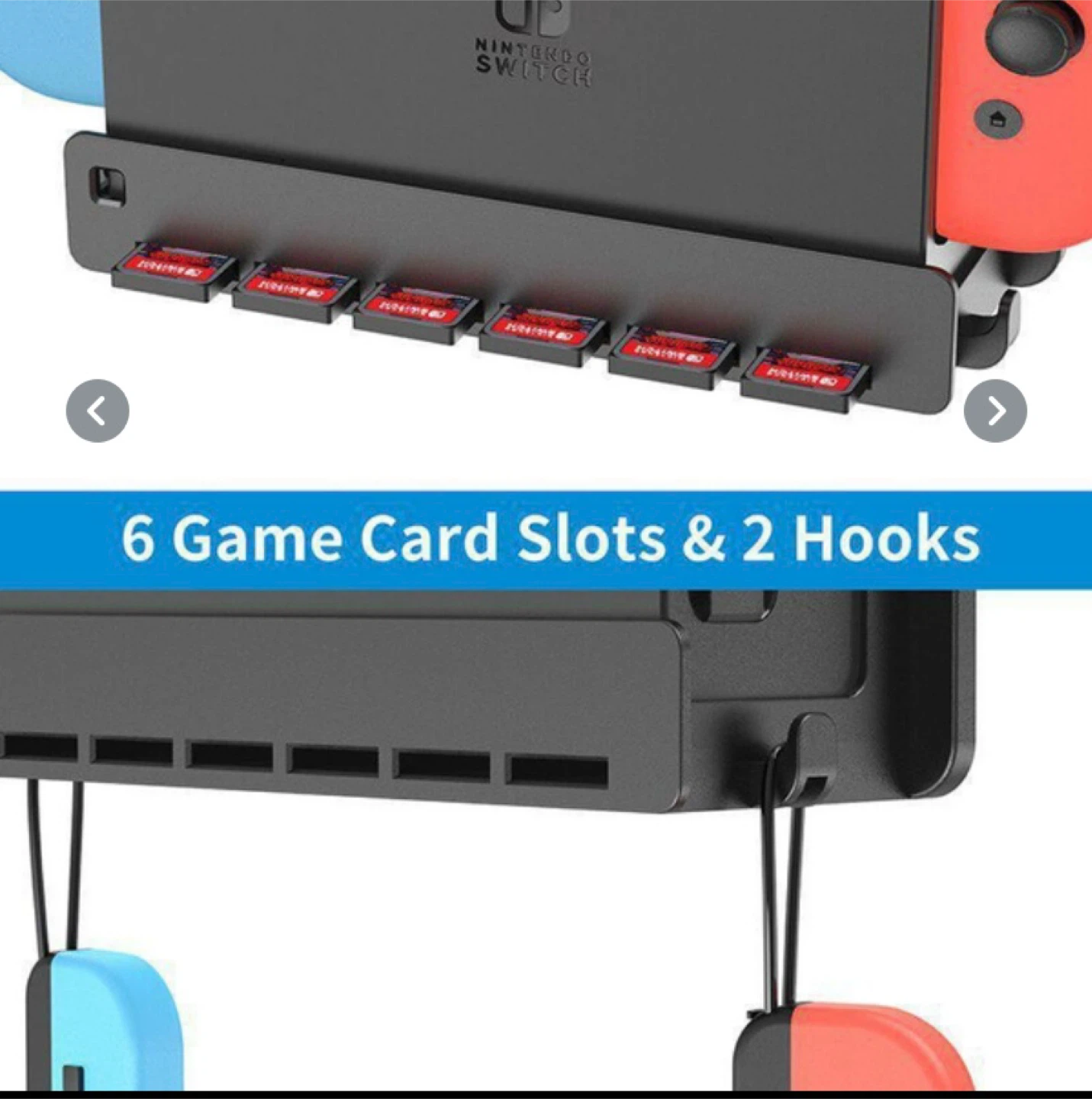 Nintendo Switch Wall Mount with Game Card Slots & Hooks - photo 4