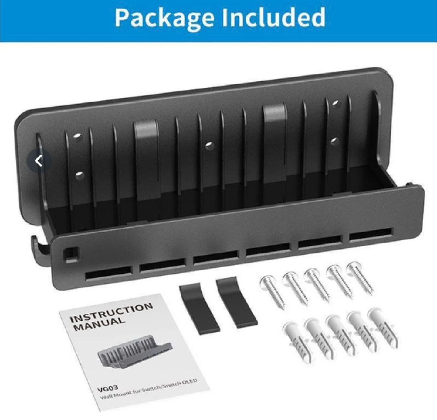 Nintendo Switch Wall Mount with Game Card Slots & Hooks - photo 5