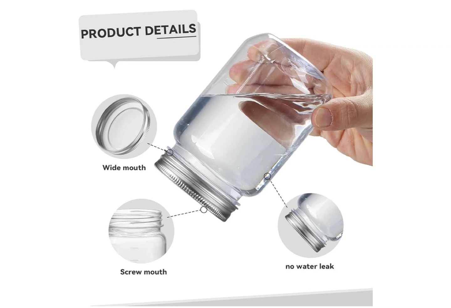 Set of 20 Clear AS Plastic Jars with Lids - 16oz - photo 3