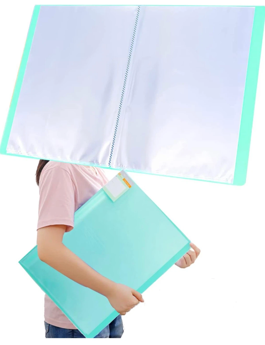 Aqua Blue 32cm x 43cm Portfolio Binder with 40 Pockets