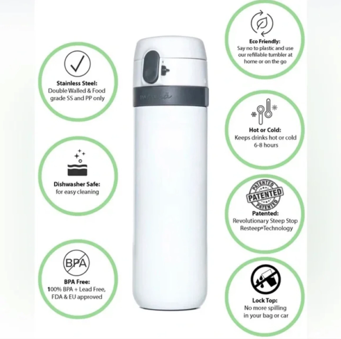 Menna One  Infuser Portable Tea & Beverage Infuser White 16 oz - photo 4