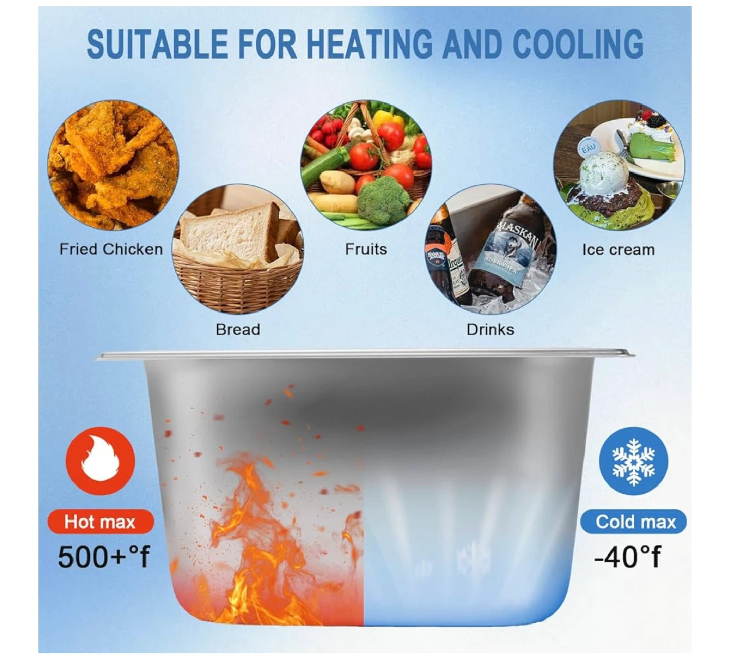 Stainless Steel Food Pan - Suitable for Heating & Cooling - photo 2