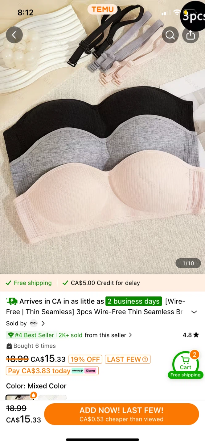 Brand new 3-Pack Seamless Wire-Free Strapless Bras - photo 3