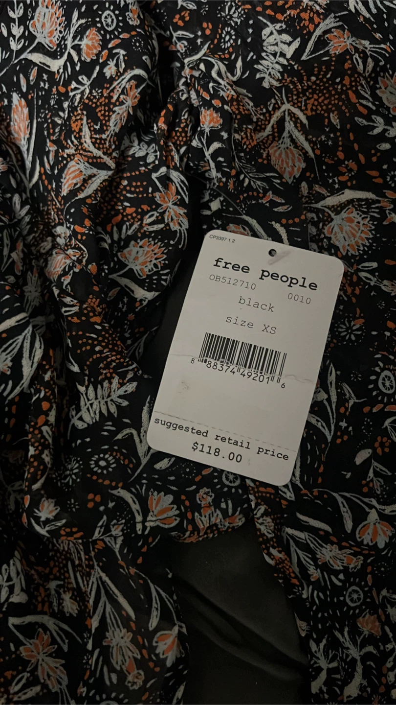 Free People Floral Print V-Neck Tie Front Peplum Top - photo 3