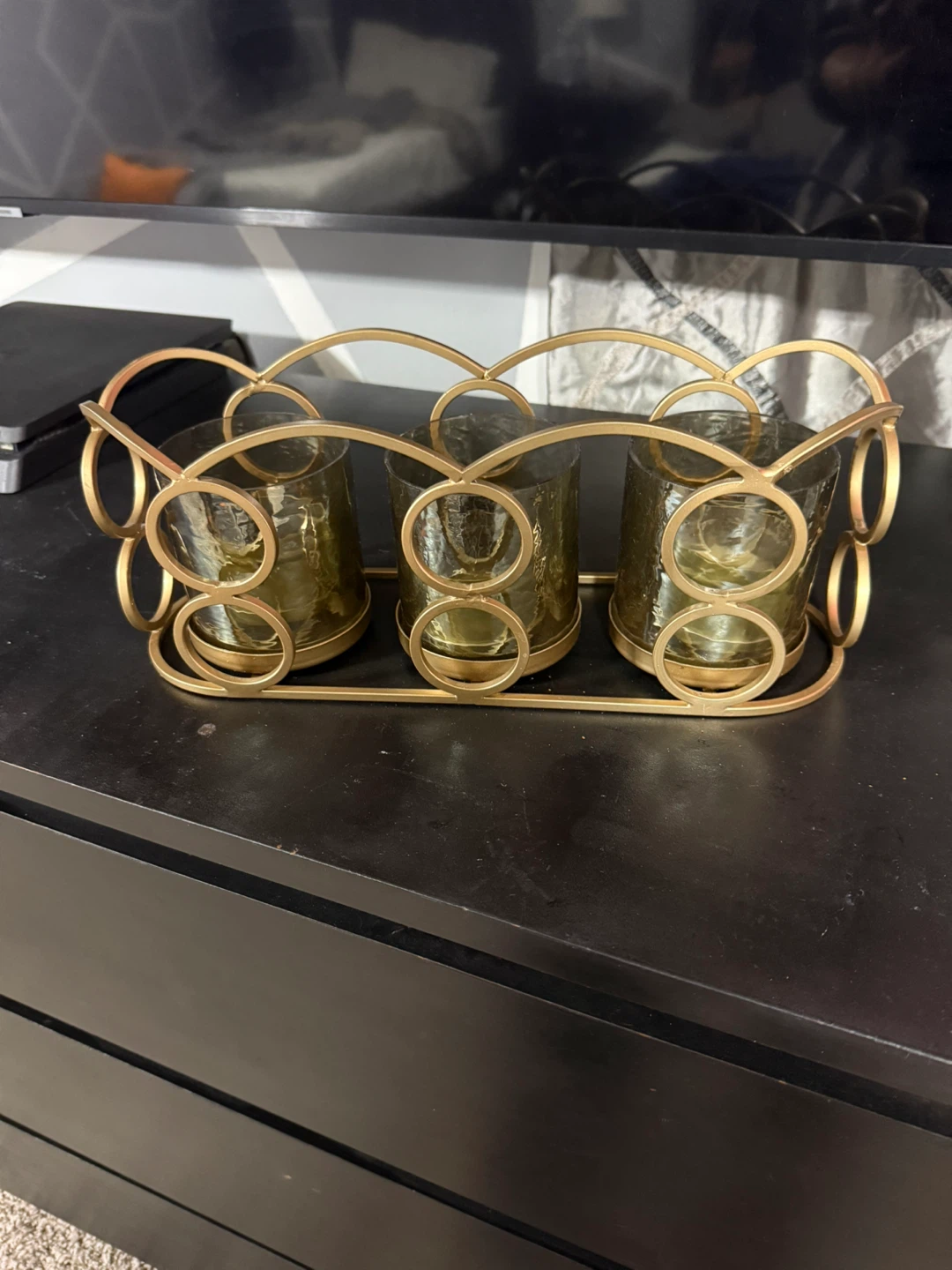 Gold Metal 3-Votive Candle Holder - photo 2