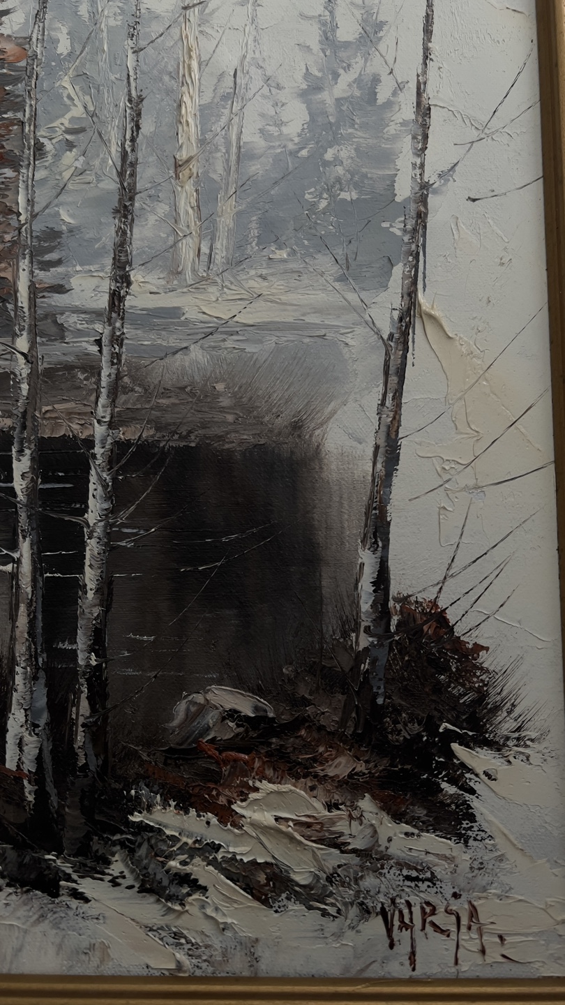 Exclusive Original Oil Painting by Varsa – Vintage Landscape 🎨❄️ - photo 2