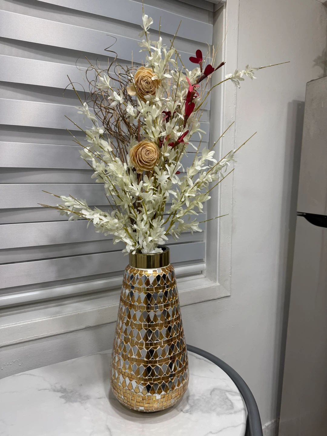 Mosaic Glass Vase with Decorative Flowers - photo 3