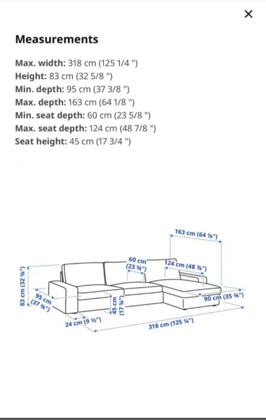 IKEA KIVIK Sofa with chaise lounge - beige/gray - photo 2