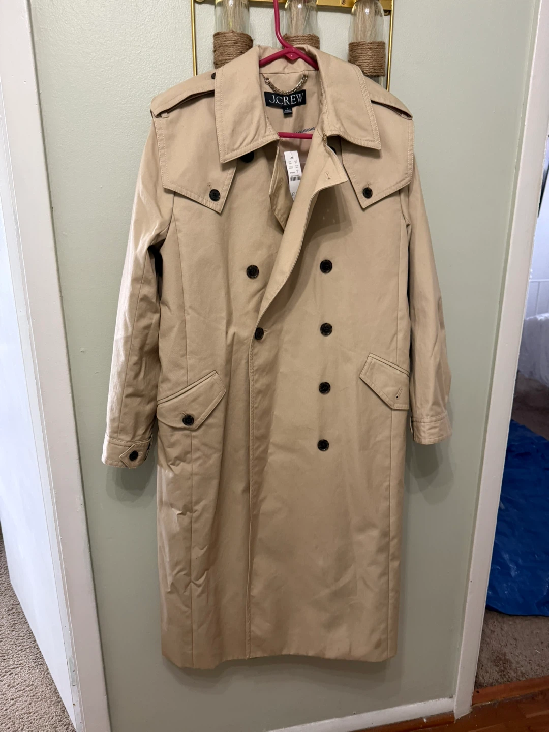 J.Crew Tan Double-Breasted Trench Coat