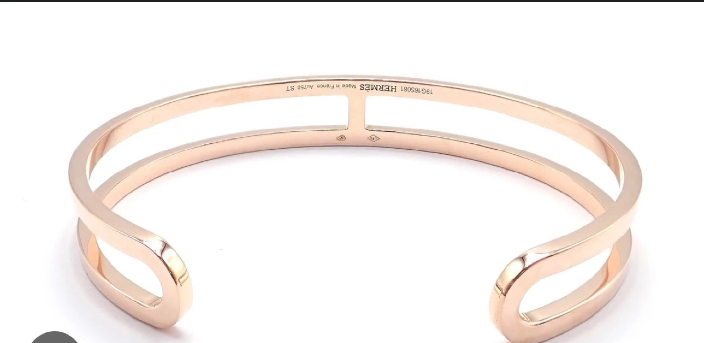 Hermes Rose Gold Plated "H" Cuff Bracelet - photo 2