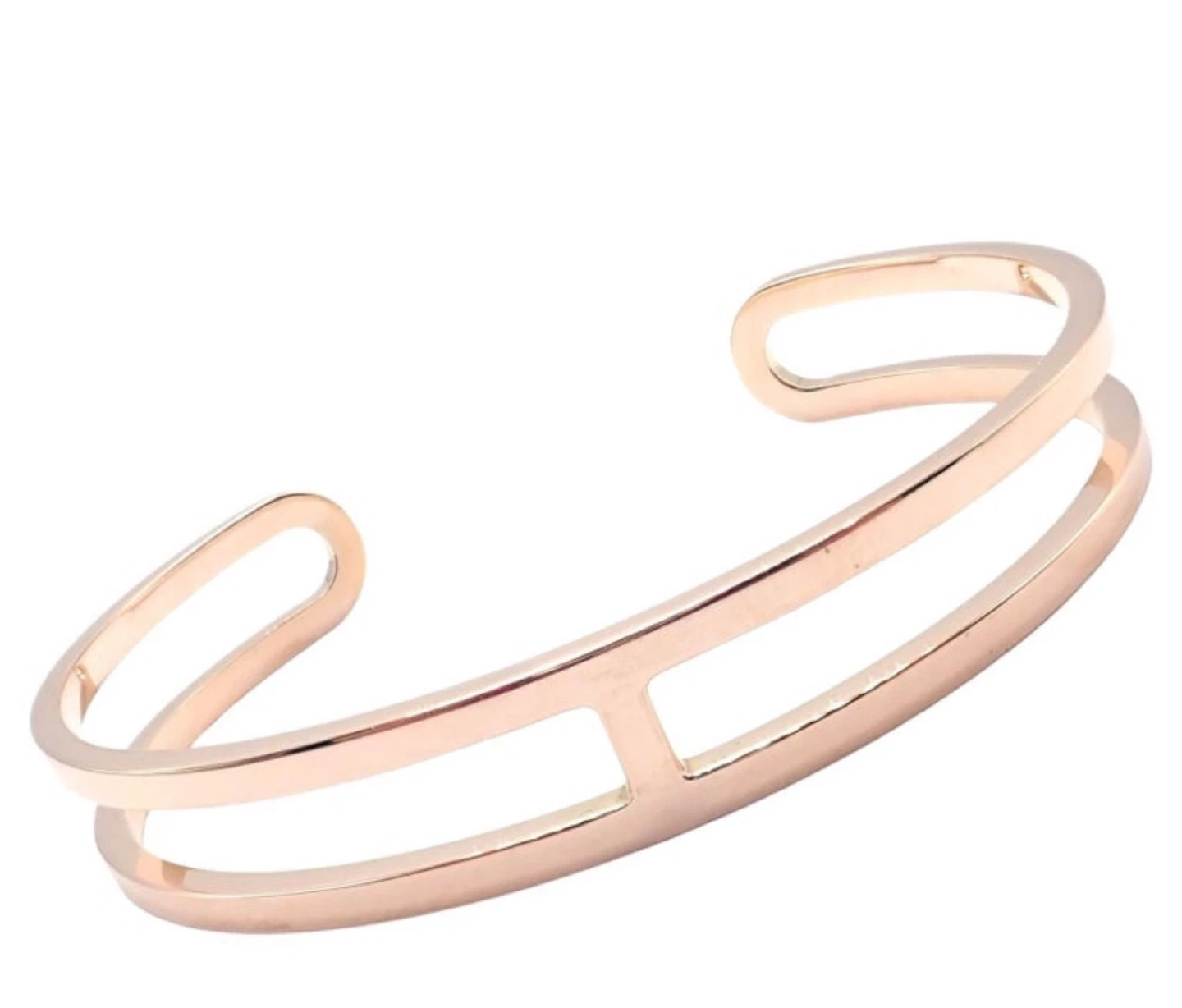 Hermes Rose Gold Plated "H" Cuff Bracelet