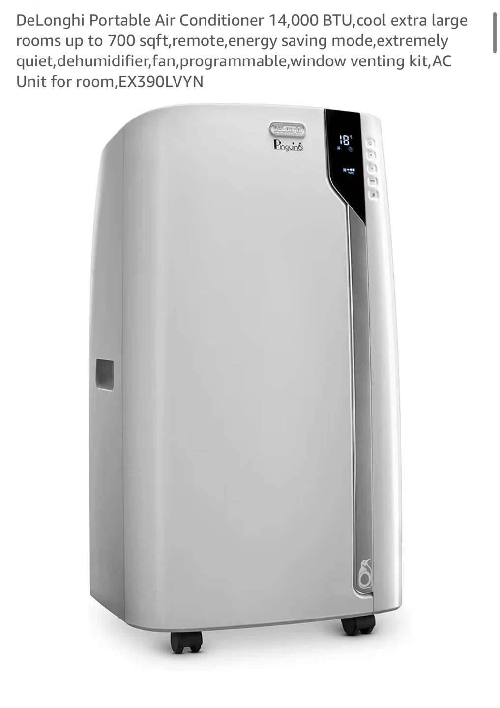 DeLonghi 14,000 BTU Portable Air Conditioner