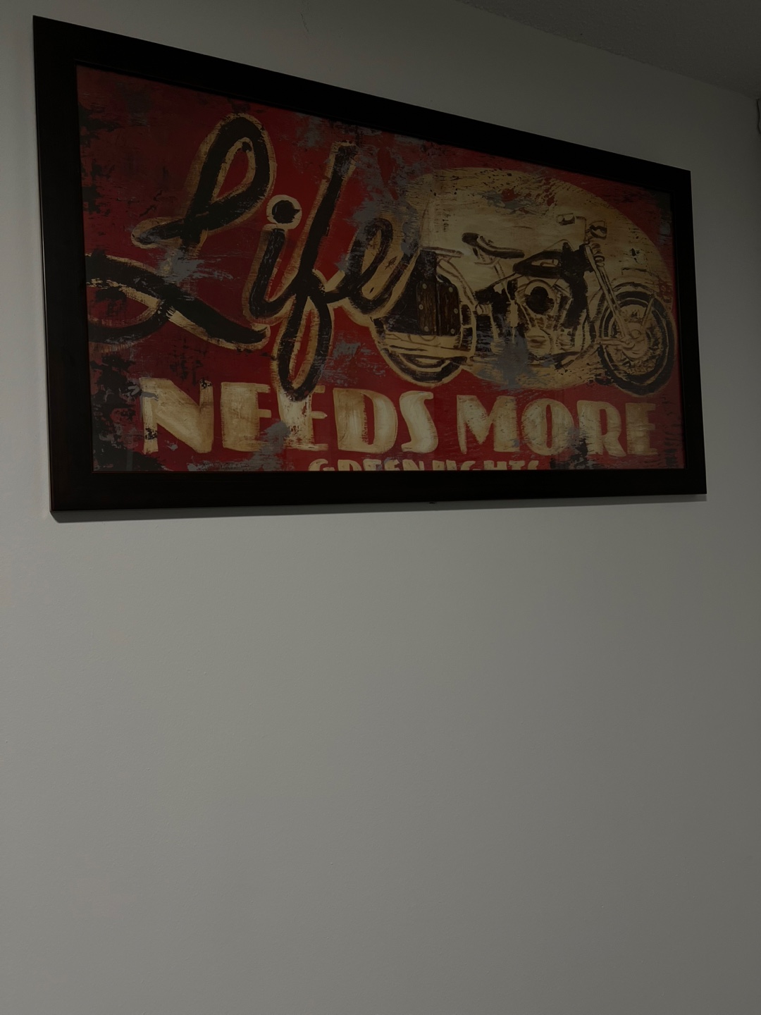 Large Framed Art Print "Life Needs More Green Lights"motorcycle - photo 3