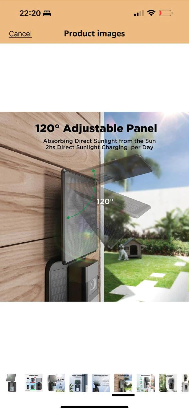 QIBOX Solar Charger Panel for Ring Video Doorbell – Open Box - photo 5