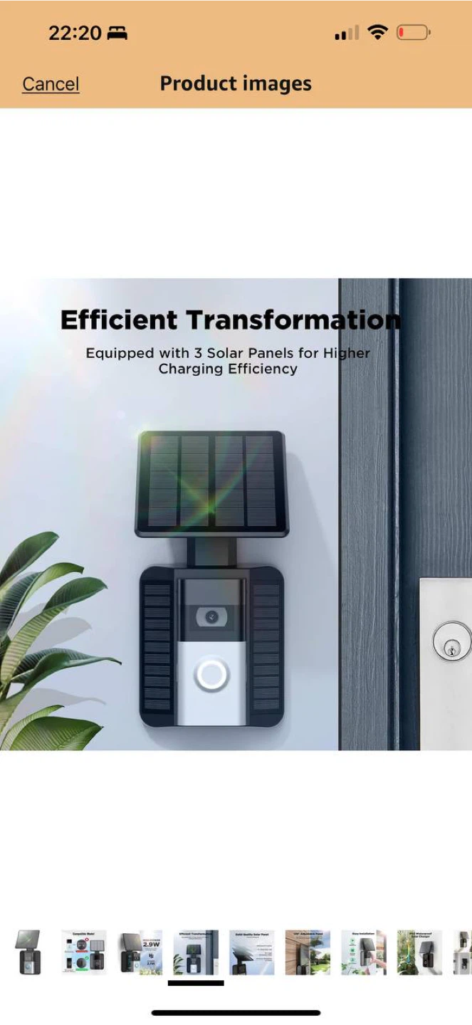 QIBOX Solar Charger Panel for Ring Video Doorbell – Open Box - photo 3